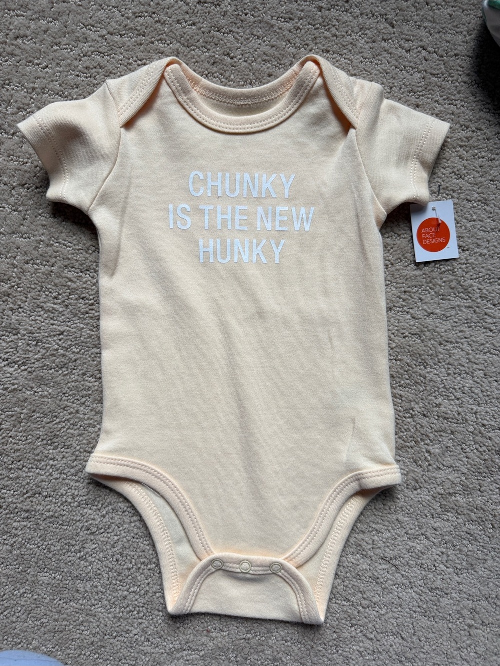 Say What? Cream "Chunky Is The New Hunky" Baby One-Piece